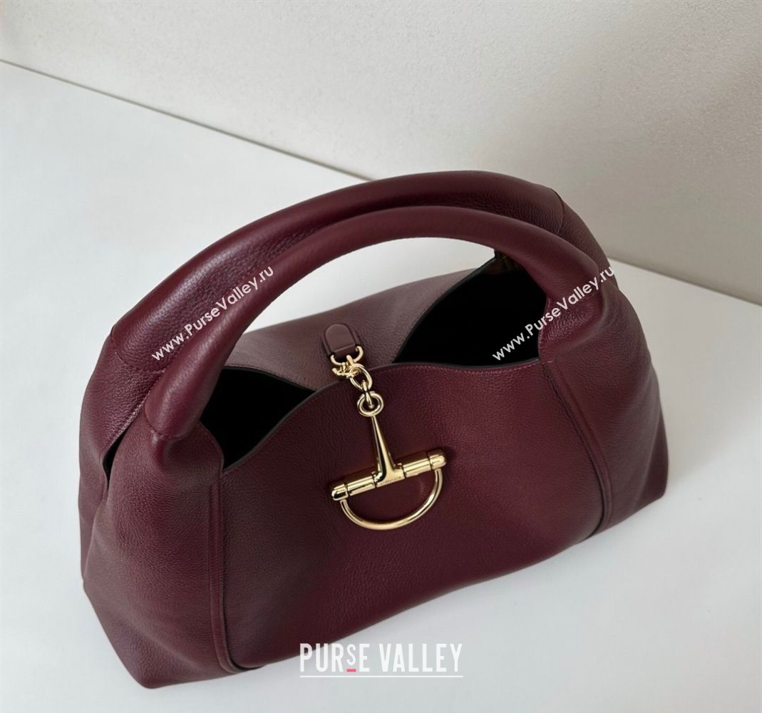 Gucci Softbit Leather Maxi Shoulder Bag with Oversized Half Horsebit Ancora Red 2025 837466 (DLH-251124109)