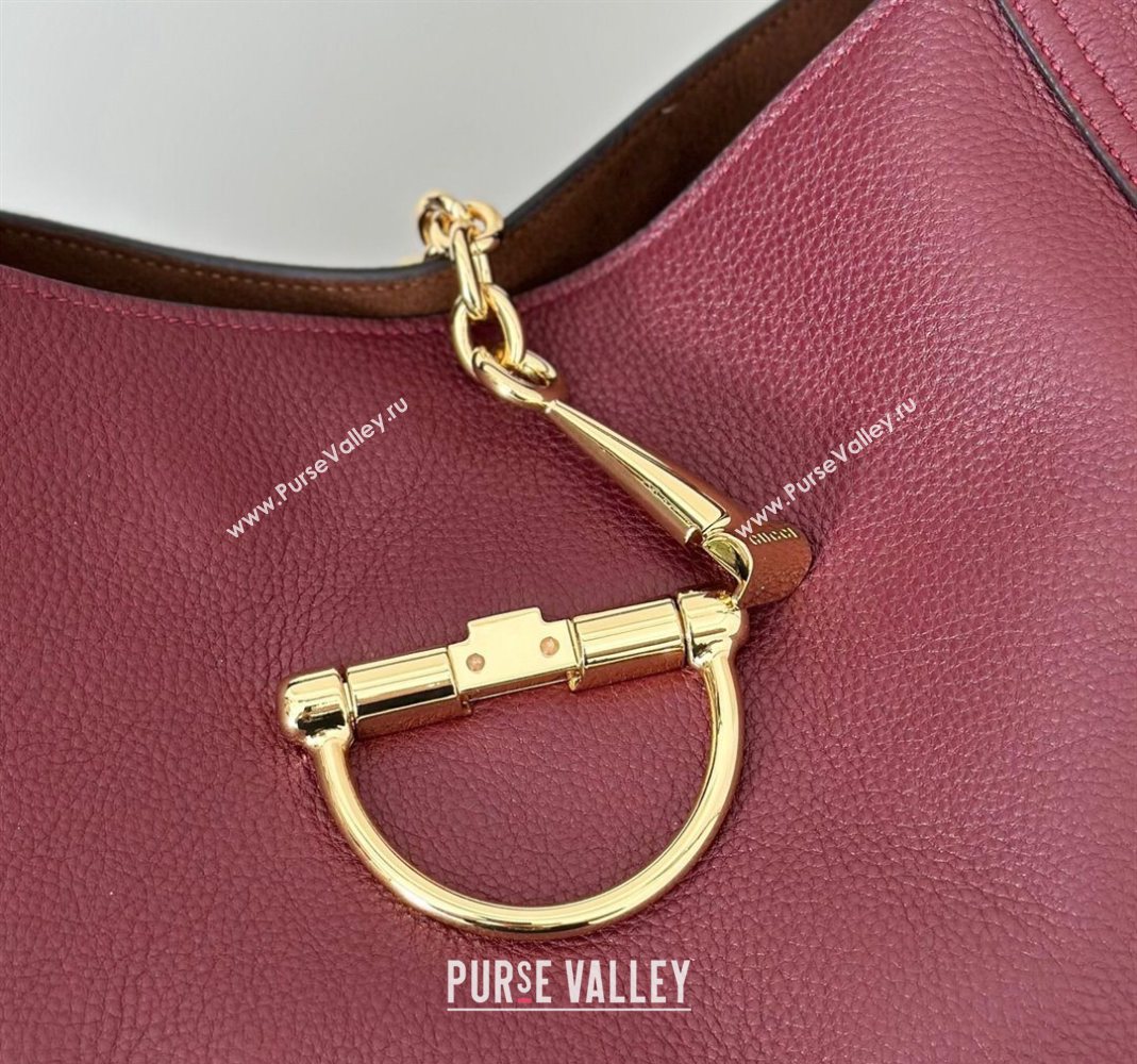 Gucci Softbit Leather Maxi Shoulder Bag with Oversized Half Horsebit Ancora Red 2025 837466 (DLH-251124109)