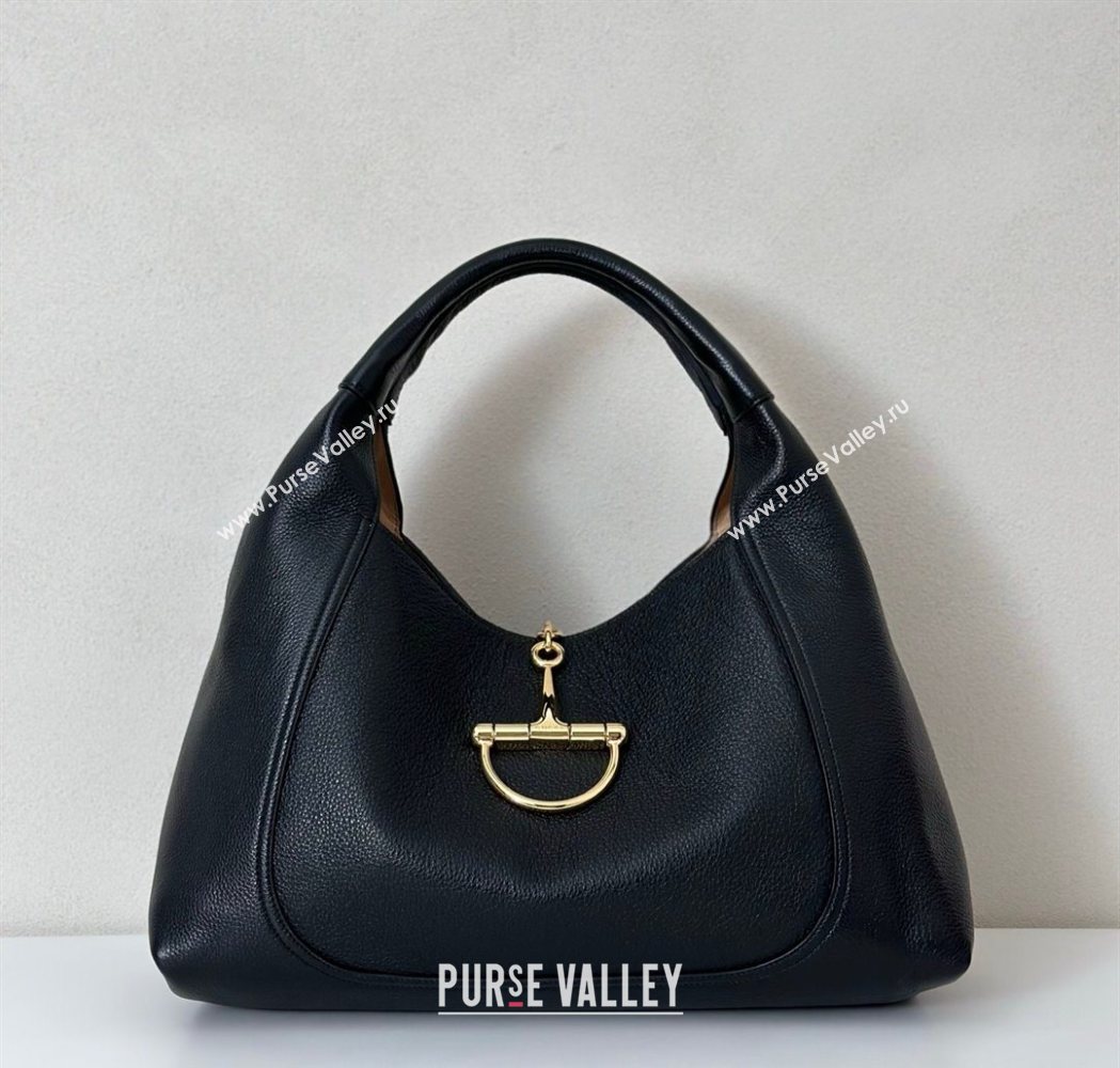Gucci Softbit Leather Maxi Shoulder Bag with Oversized Half Horsebit Black 2025 837466 (DLH-251124110)