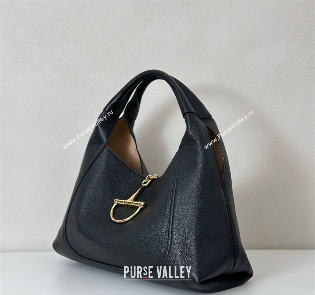 Gucci Softbit Leather Maxi Shoulder Bag with Oversized Half Horsebit Black 2025 837466 (DLH-251124110)