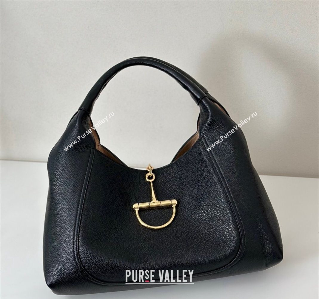 Gucci Softbit Leather Maxi Shoulder Bag with Oversized Half Horsebit Black 2025 837466 (DLH-251124110)
