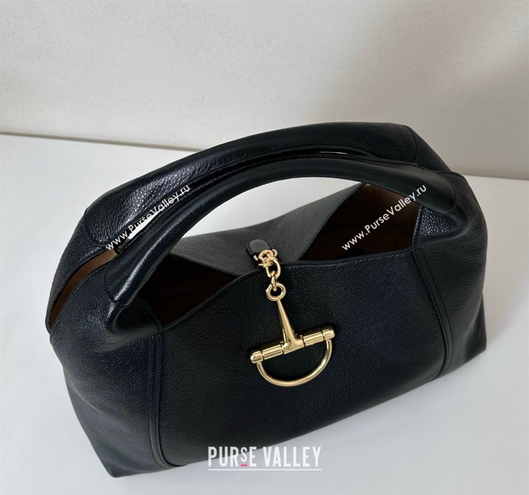 Gucci Softbit Leather Maxi Shoulder Bag with Oversized Half Horsebit Black 2025 837466 (DLH-251124110)