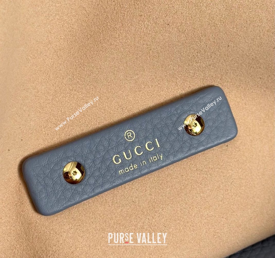 Gucci Softbit Leather Maxi Shoulder Bag with Oversized Half Horsebit Light Blue 2025 837466 (DLH-251124111)