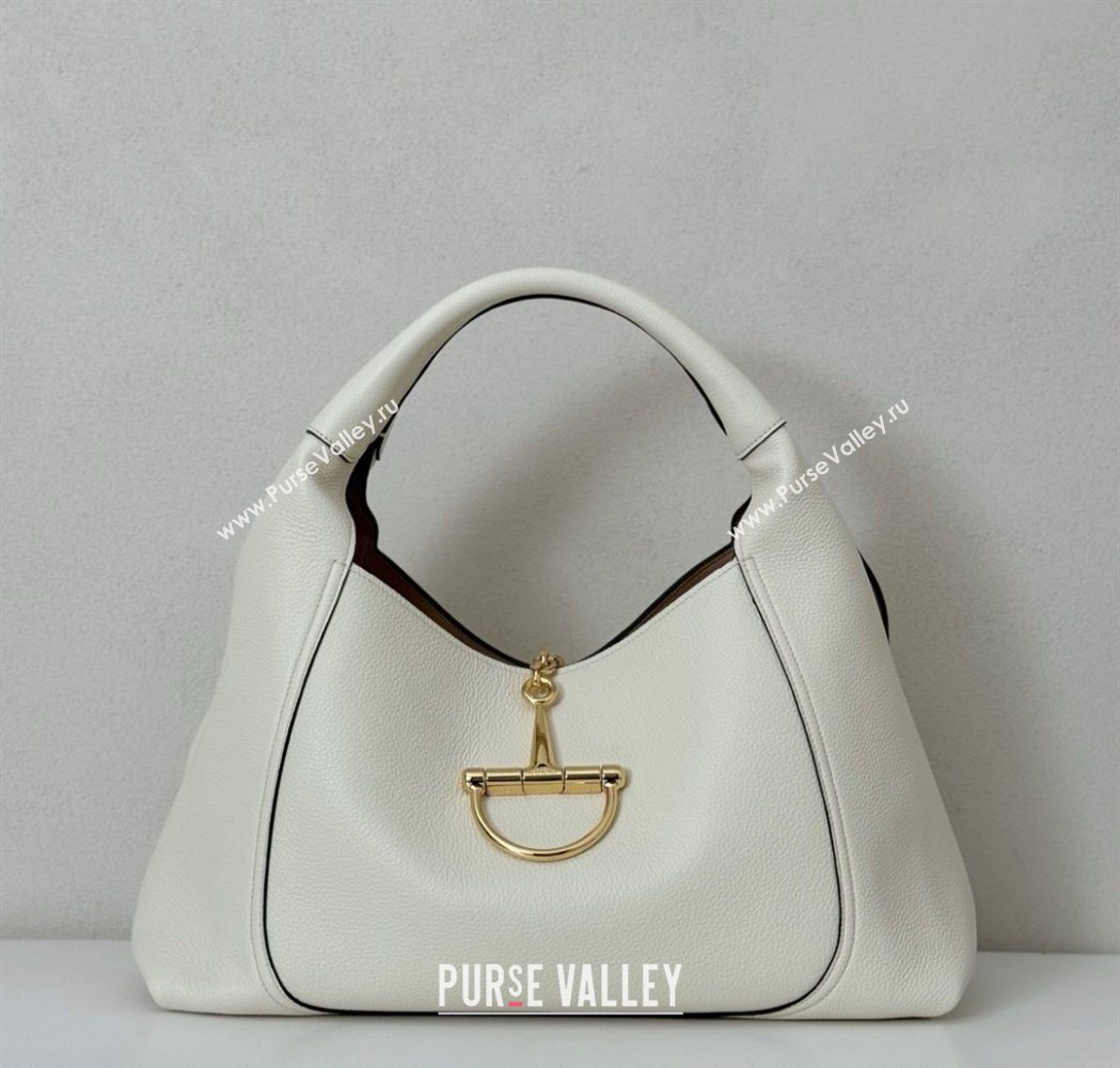 Gucci Softbit Leather Maxi Shoulder Bag with Oversized Half Horsebit White 2025 837466 (DLH-251124112)