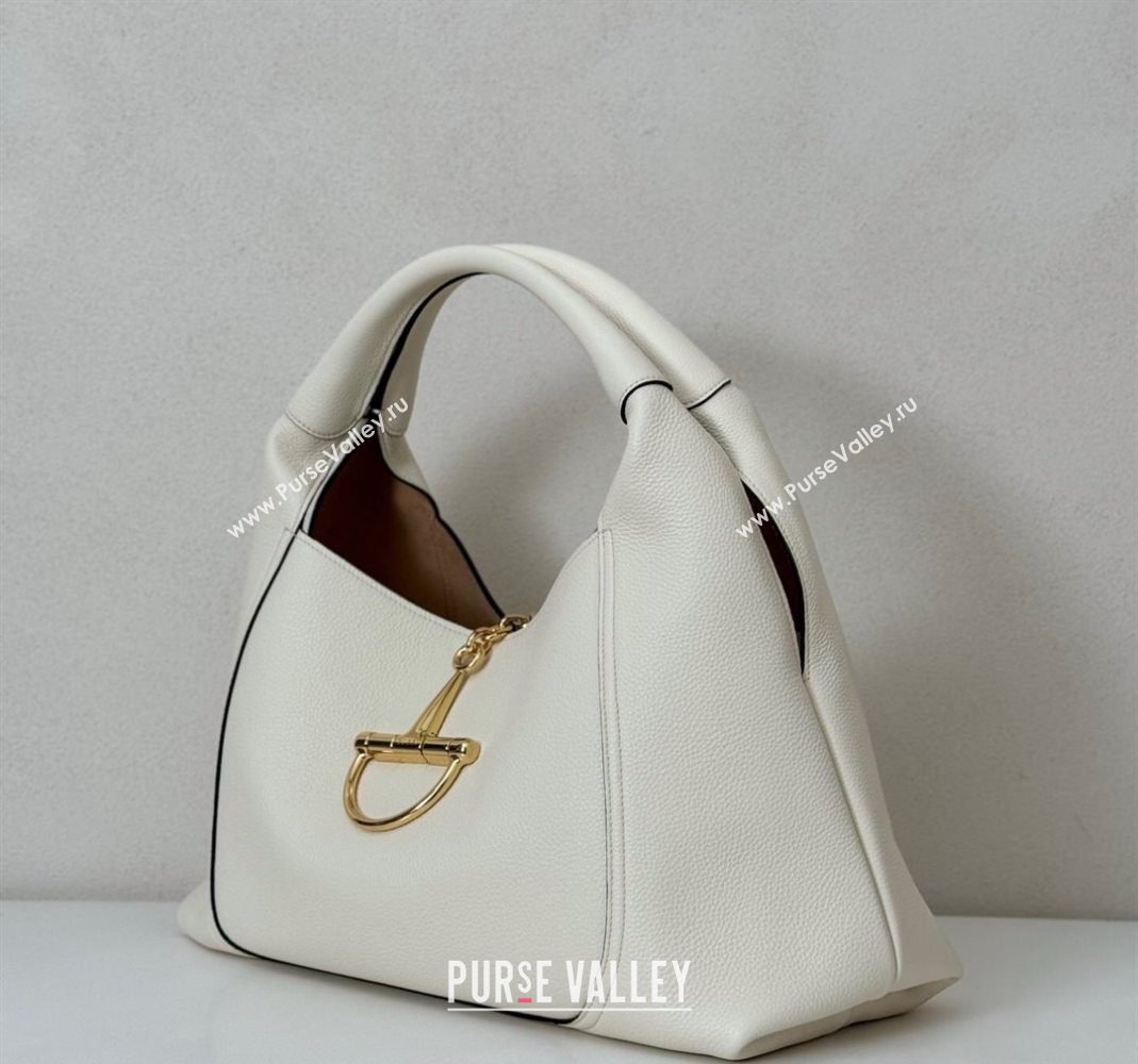Gucci Softbit Leather Maxi Shoulder Bag with Oversized Half Horsebit White 2025 837466 (DLH-251124112)