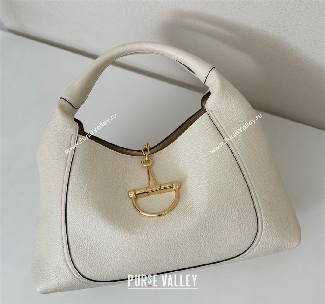 Gucci Softbit Leather Maxi Shoulder Bag with Oversized Half Horsebit White 2025 837466 (DLH-251124112)