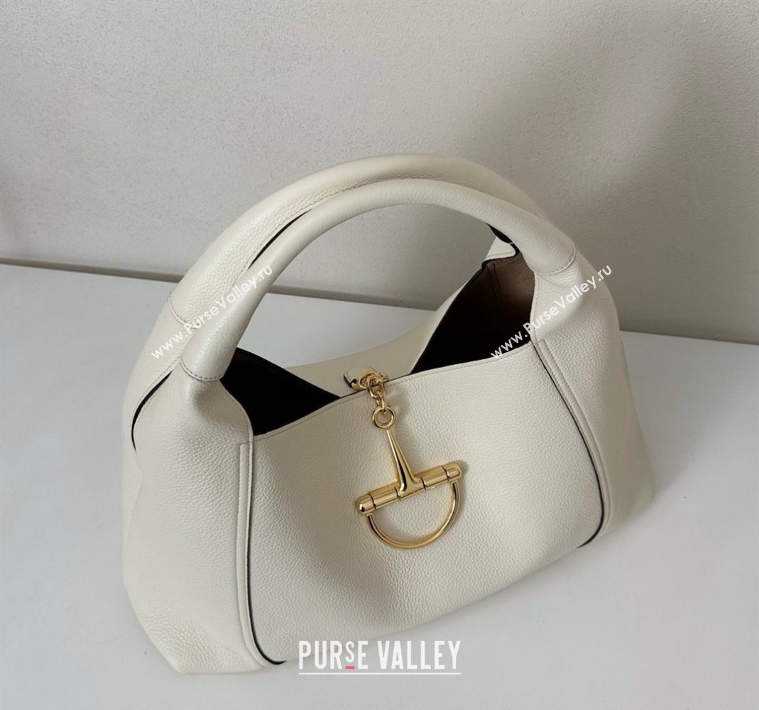 Gucci Softbit Leather Maxi Shoulder Bag with Oversized Half Horsebit White 2025 837466 (DLH-251124112)