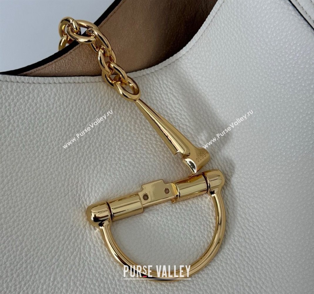 Gucci Softbit Leather Maxi Shoulder Bag with Oversized Half Horsebit White 2025 837466 (DLH-251124112)