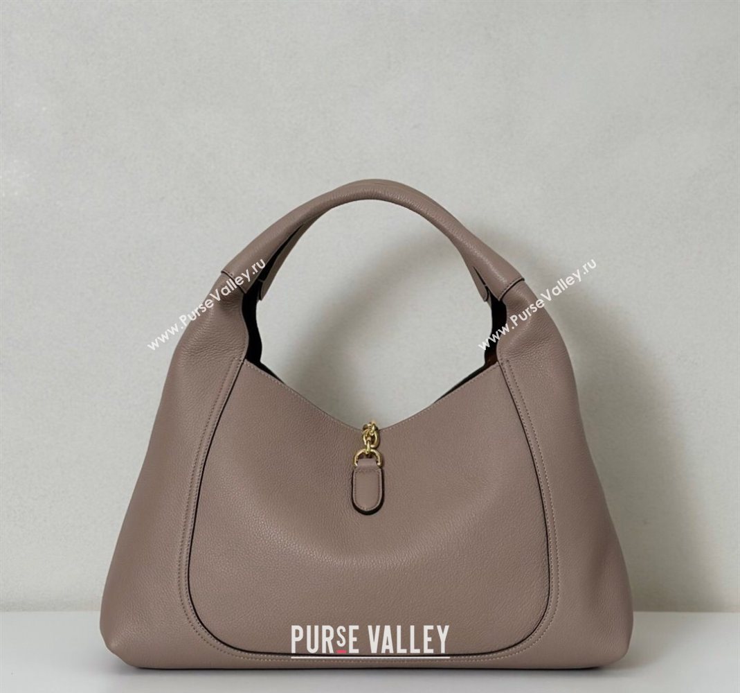 Gucci Softbit Leather Maxi Shoulder Bag with Oversized Half Horsebit Taupe 2025 837466 (DLH-251124113)