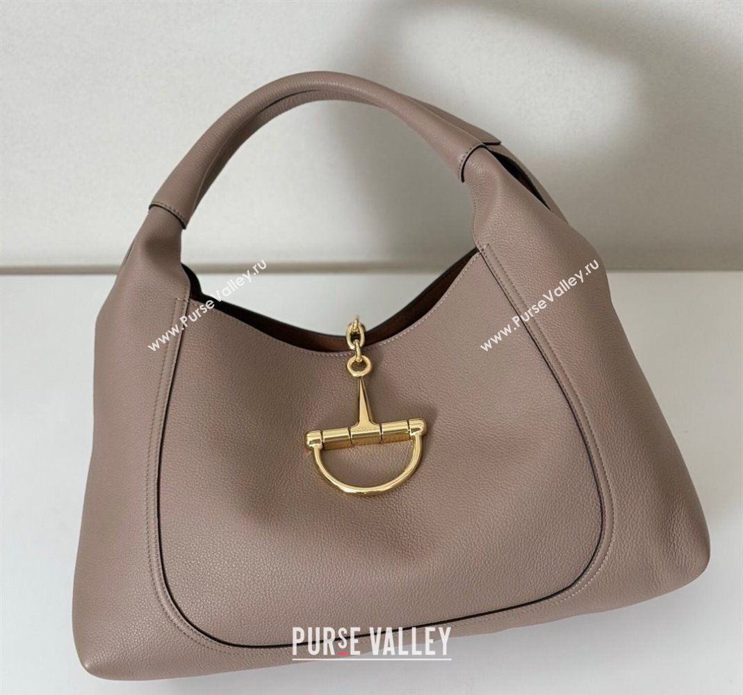 Gucci Softbit Leather Maxi Shoulder Bag with Oversized Half Horsebit Taupe 2025 837466 (DLH-251124113)