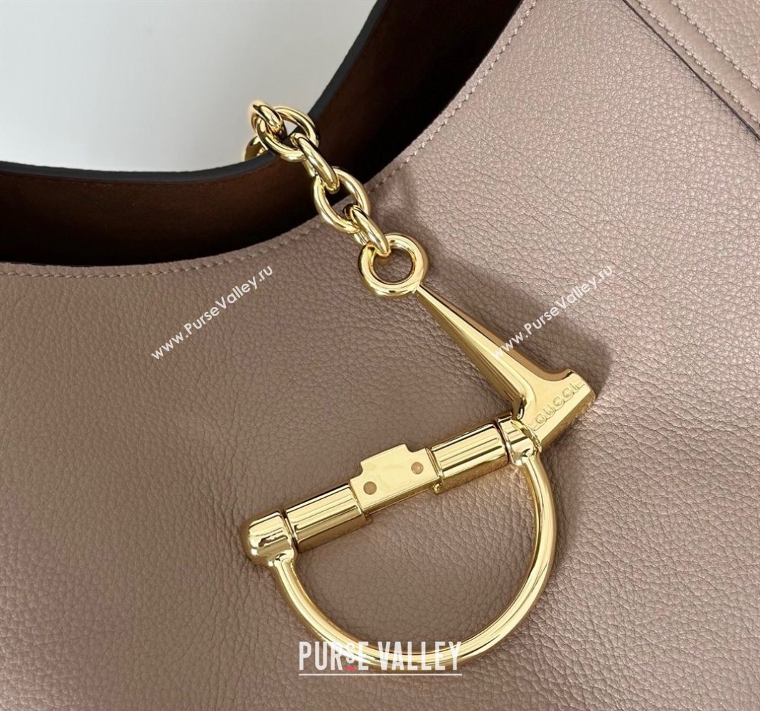 Gucci Softbit Leather Maxi Shoulder Bag with Oversized Half Horsebit Taupe 2025 837466 (DLH-251124113)