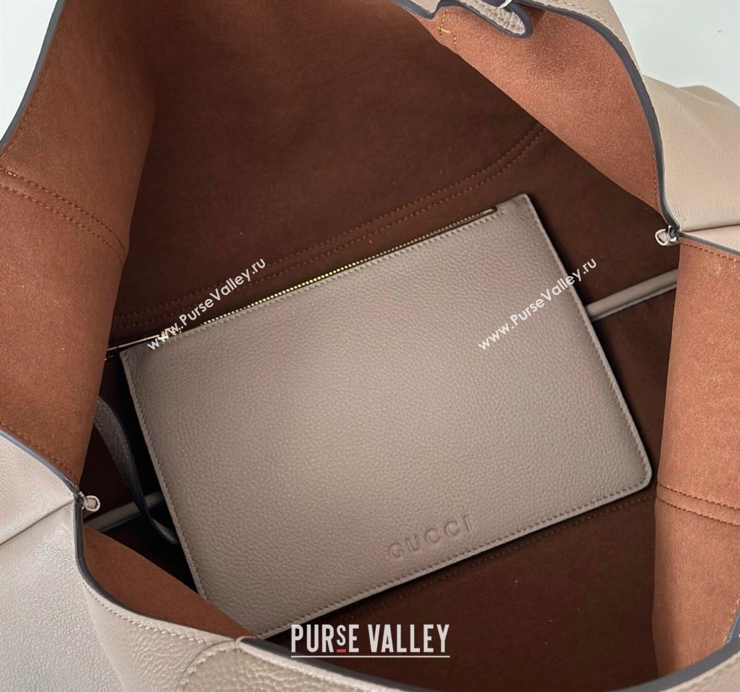 Gucci Softbit Leather Maxi Shoulder Bag with Oversized Half Horsebit Taupe 2025 837466 (DLH-251124113)