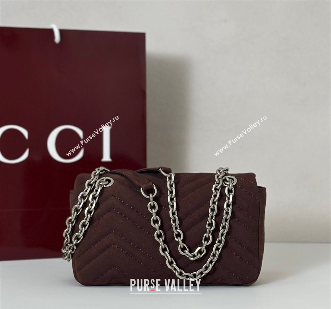 Gucci GG Marmont Small shoulder bag in Suede Dark Brown 2025 837280 (DLH-251124135)