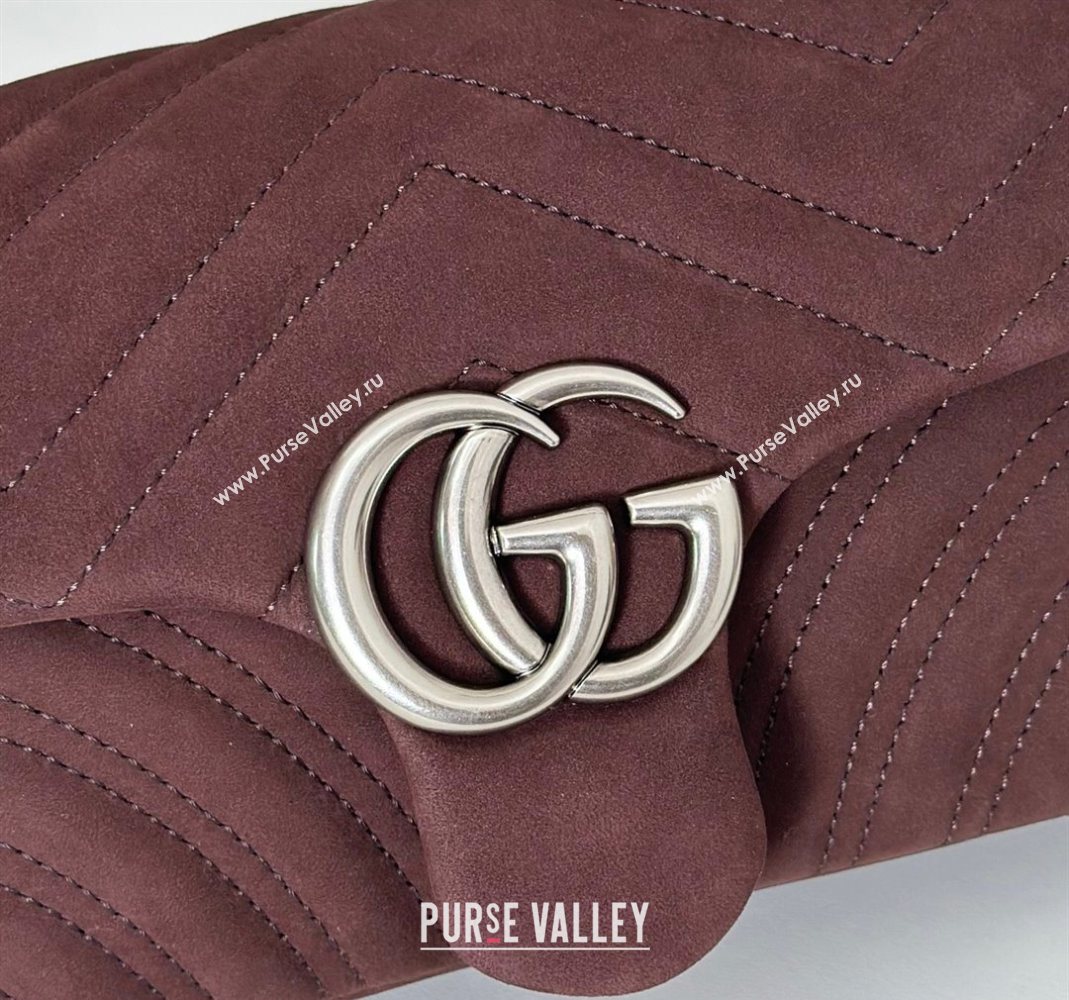 Gucci GG Marmont Small shoulder bag in Suede Dark Brown 2025 837280 (DLH-251124135)