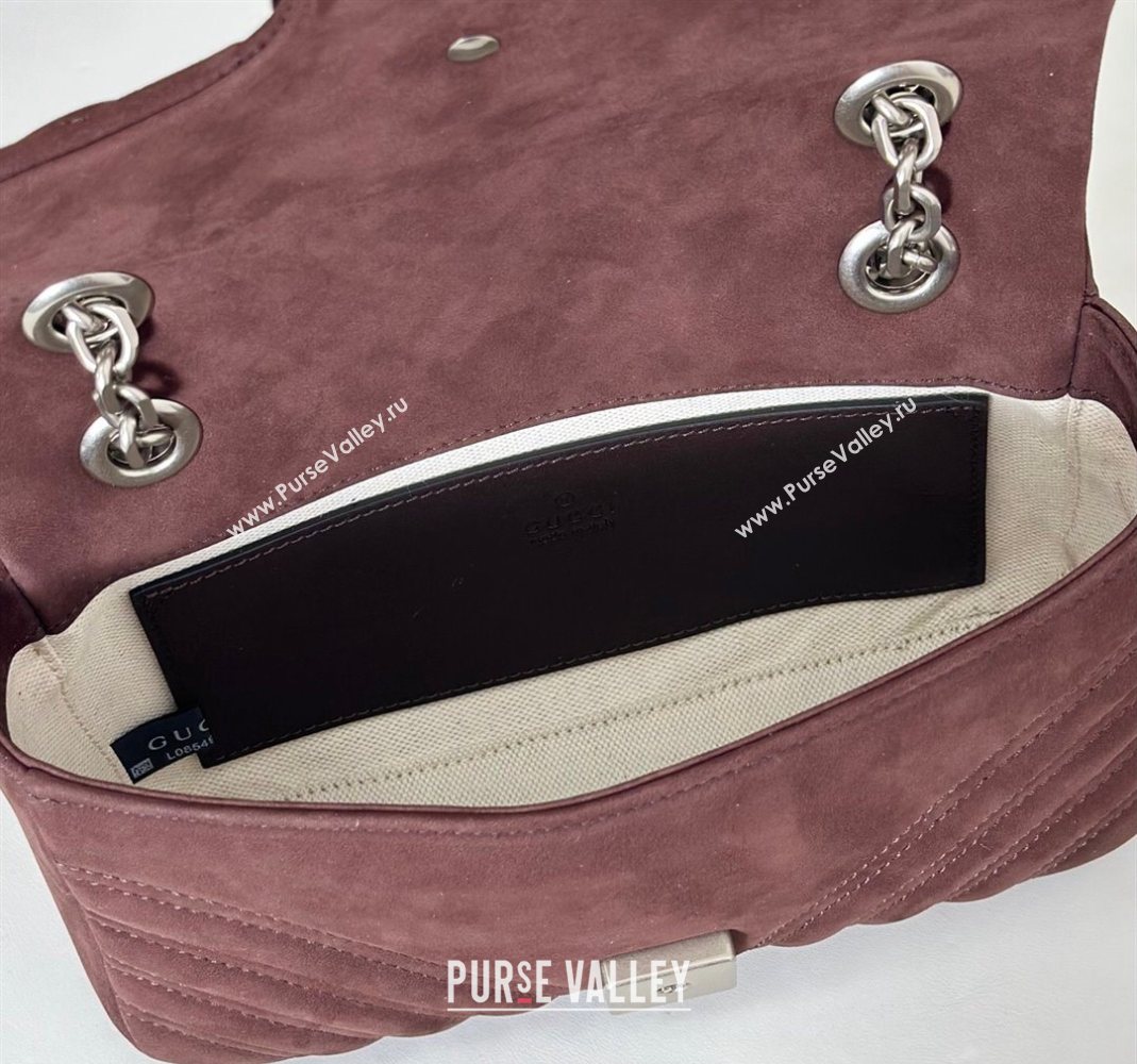 Gucci GG Marmont Small shoulder bag in Suede Dark Brown 2025 837280 (DLH-251124135)