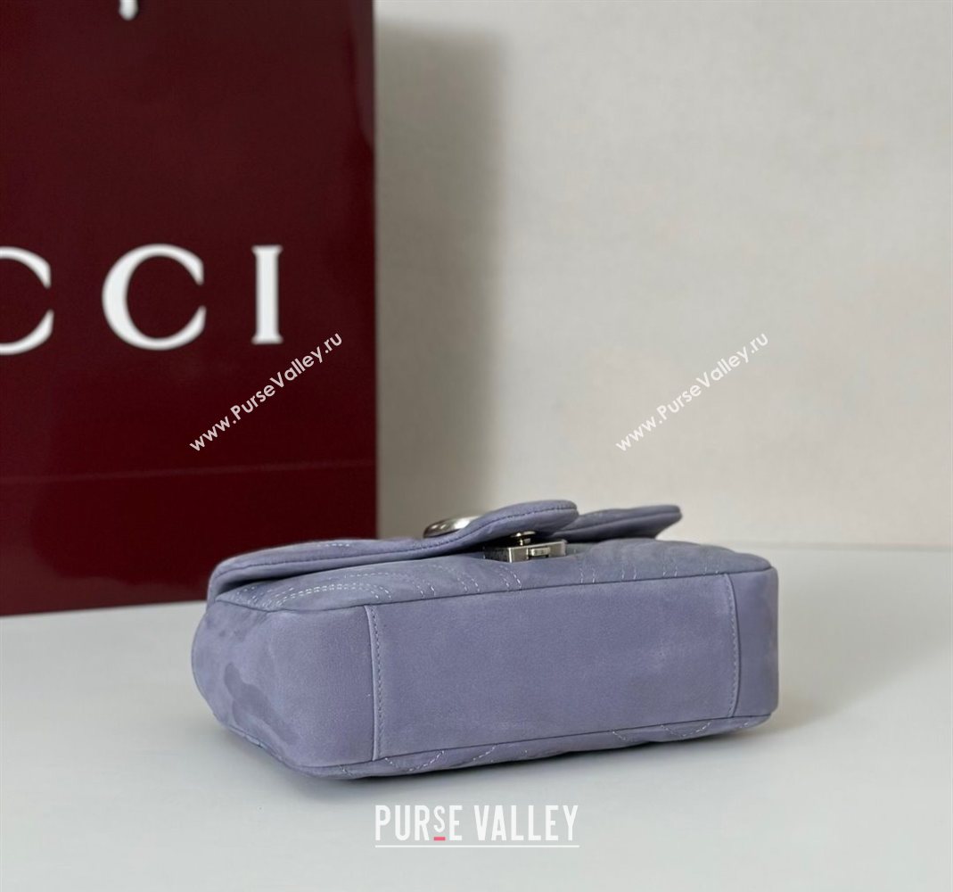 Gucci GG Marmont Small shoulder bag in Suede Dusty Blue 2025 837280 (DLH-251124136)