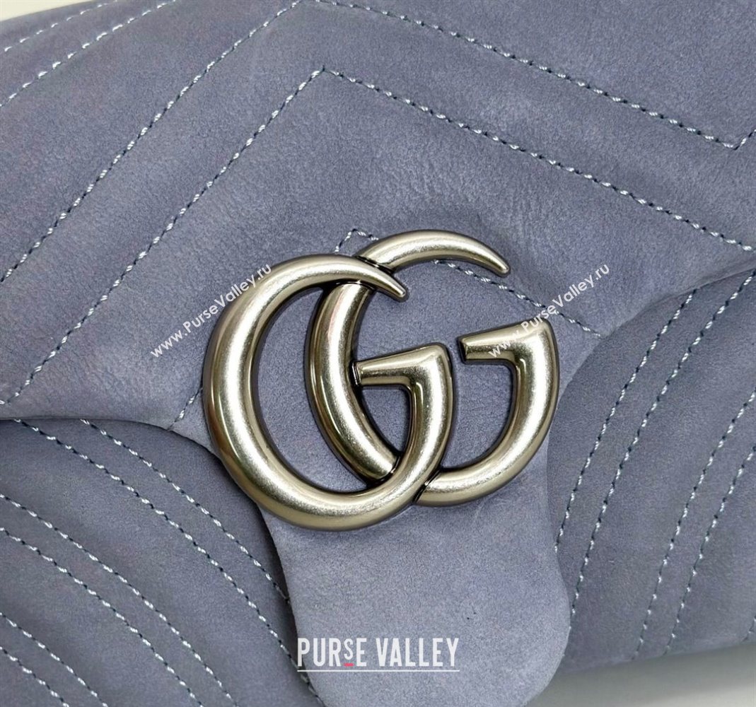 Gucci GG Marmont Small shoulder bag in Suede Dusty Blue 2025 837280 (DLH-251124136)