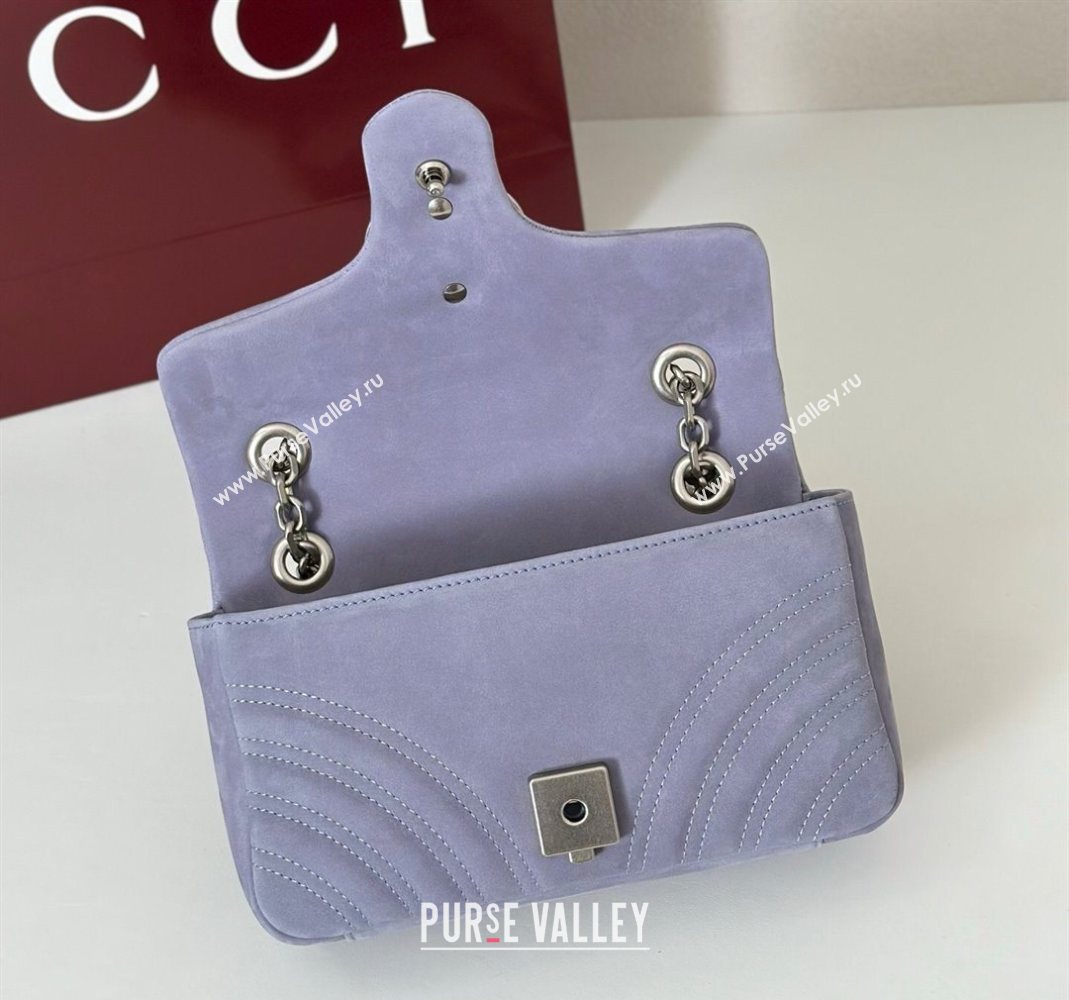 Gucci GG Marmont Small shoulder bag in Suede Dusty Blue 2025 837280 (DLH-251124136)