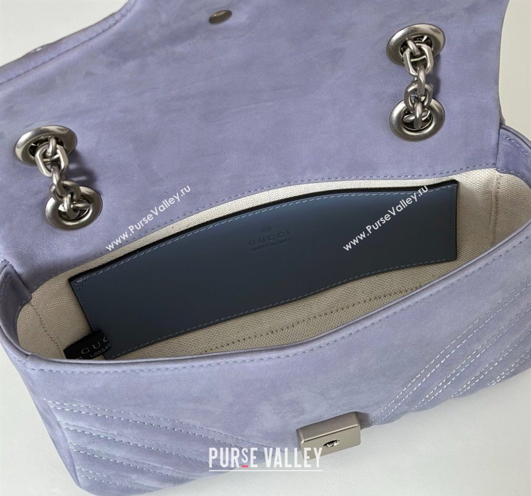 Gucci GG Marmont Small shoulder bag in Suede Dusty Blue 2025 837280 (DLH-251124136)