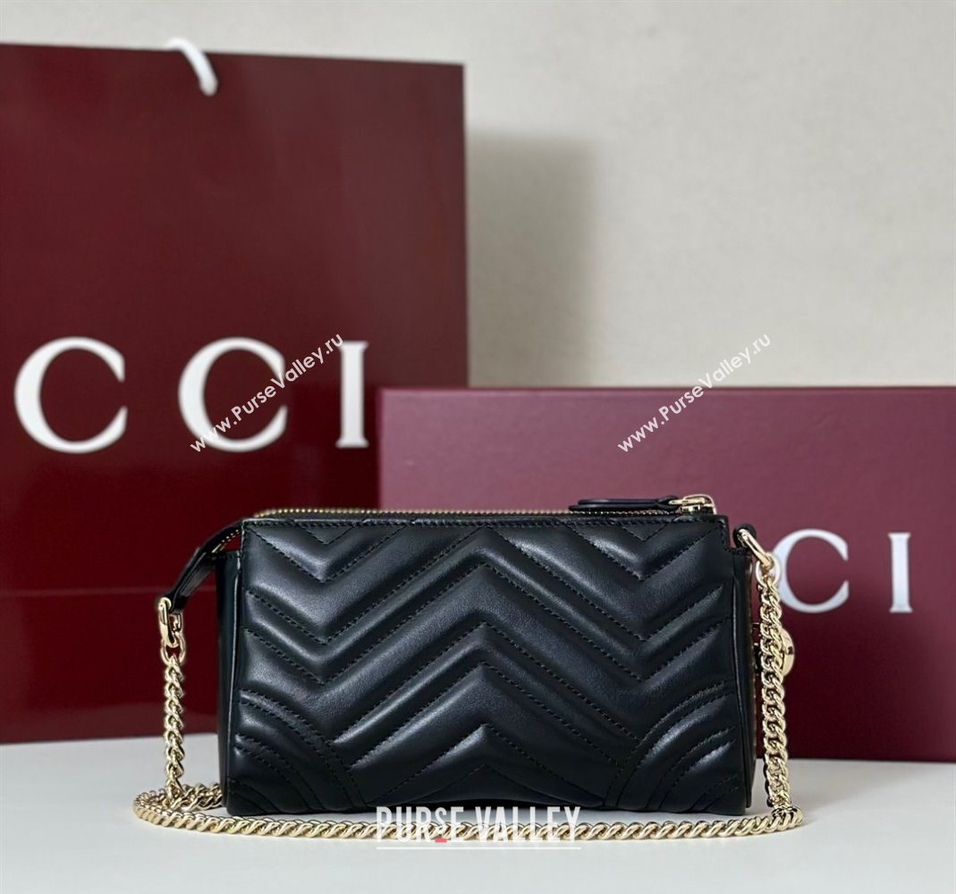 Gucci GG Marmont small shoulder bag in Leather Black 2025 847589 (DLH-251124146)