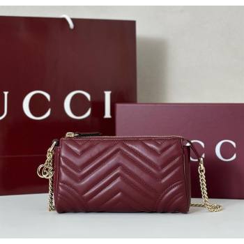 Gucci GG Marmont small shoulder bag in Leather Ancora Red 2025 847589 (DLH-251124147)