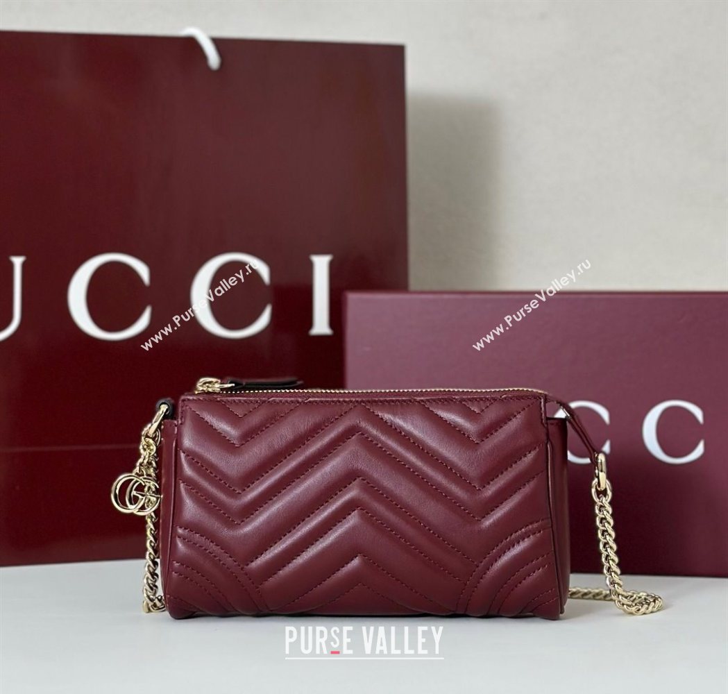 Gucci GG Marmont small shoulder bag in Leather Ancora Red 2025 847589 (DLH-251124147)