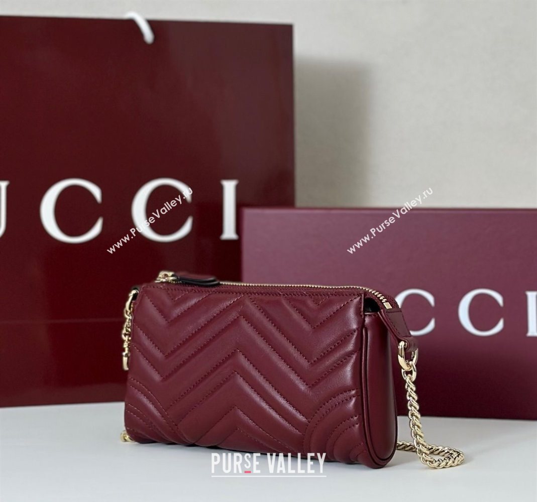 Gucci GG Marmont small shoulder bag in Leather Ancora Red 2025 847589 (DLH-251124147)