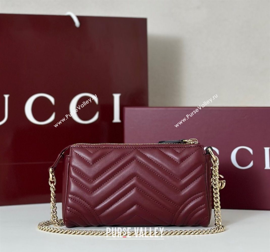 Gucci GG Marmont small shoulder bag in Leather Ancora Red 2025 847589 (DLH-251124147)