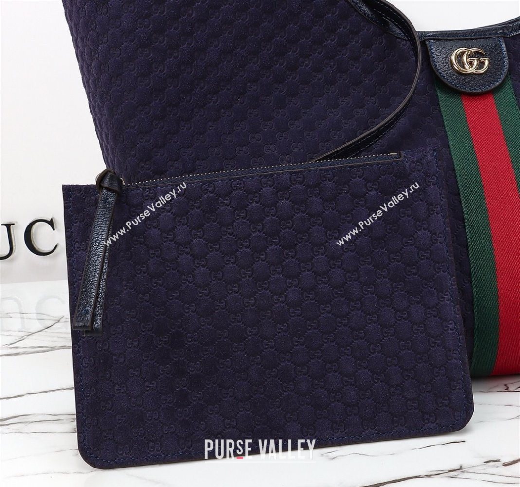 Gucci Giglio Large Tote Bag in GG Suede 853971 Dark Blue 2025 (DLH-251124074)