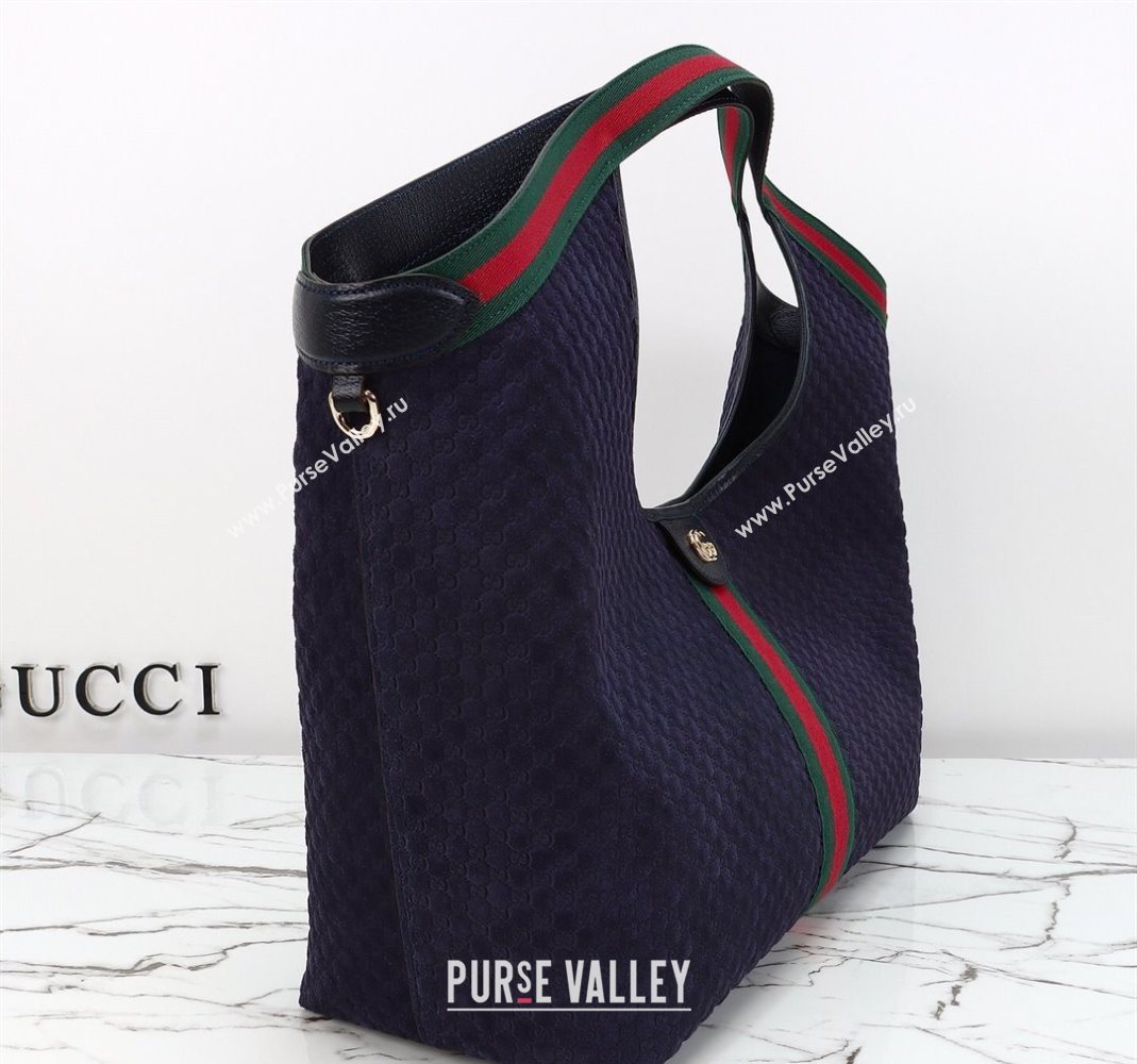 Gucci Giglio Large Tote Bag in GG Suede 853971 Dark Blue 2025 (DLH-251124074)