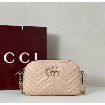 Gucci GG Marmont small camera bag in Leather Pink Beige 2025 855273 (DLH-251125002)