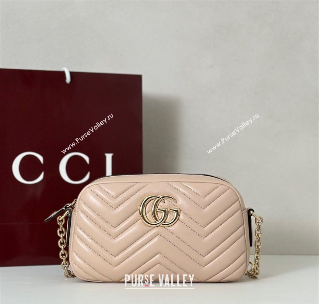 Gucci GG Marmont small camera bag in Leather Pink Beige 2025 855273 (DLH-251125002)