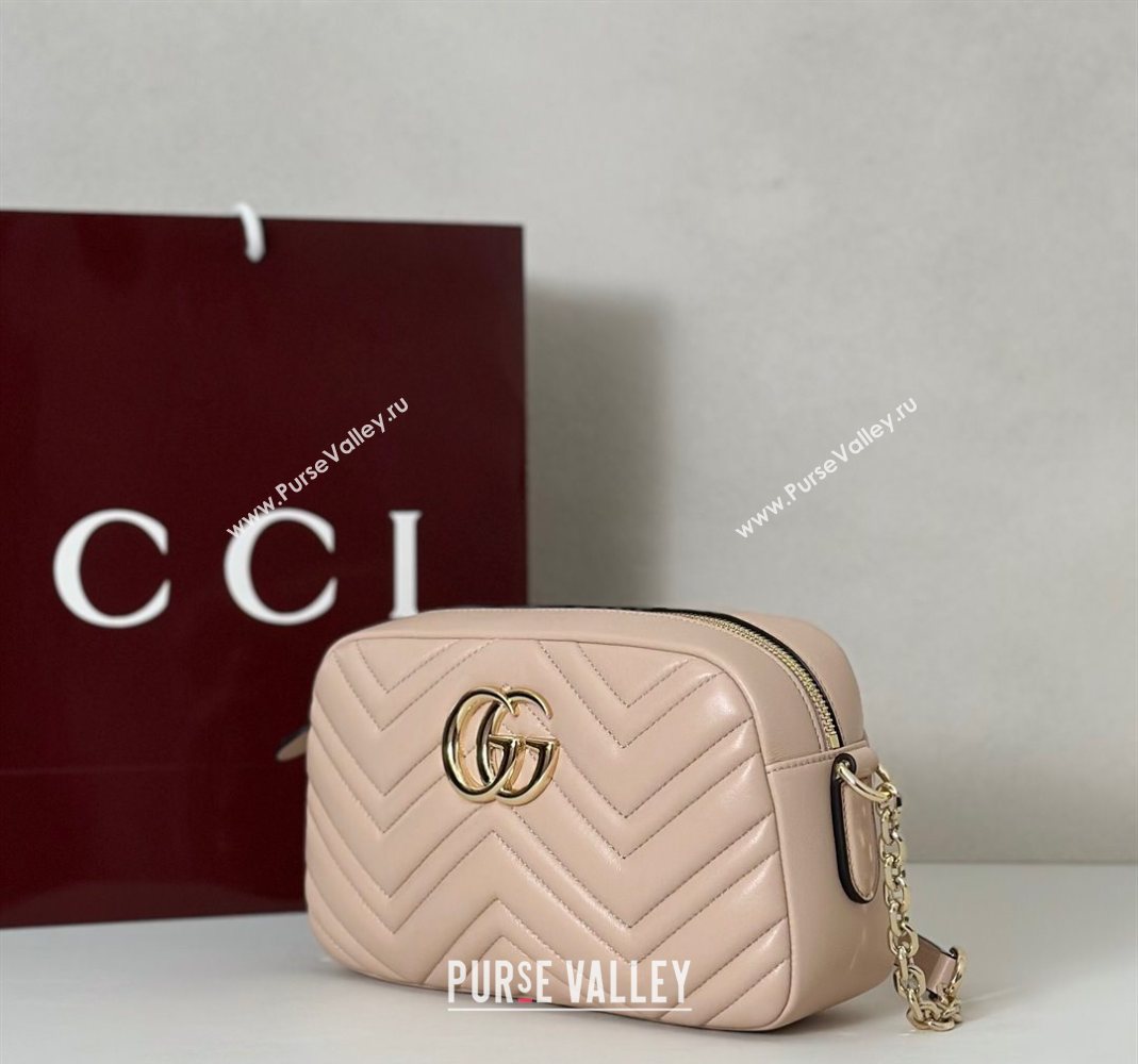 Gucci GG Marmont small camera bag in Leather Pink Beige 2025 855273 (DLH-251125002)