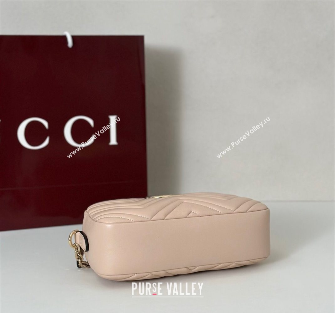 Gucci GG Marmont small camera bag in Leather Pink Beige 2025 855273 (DLH-251125002)