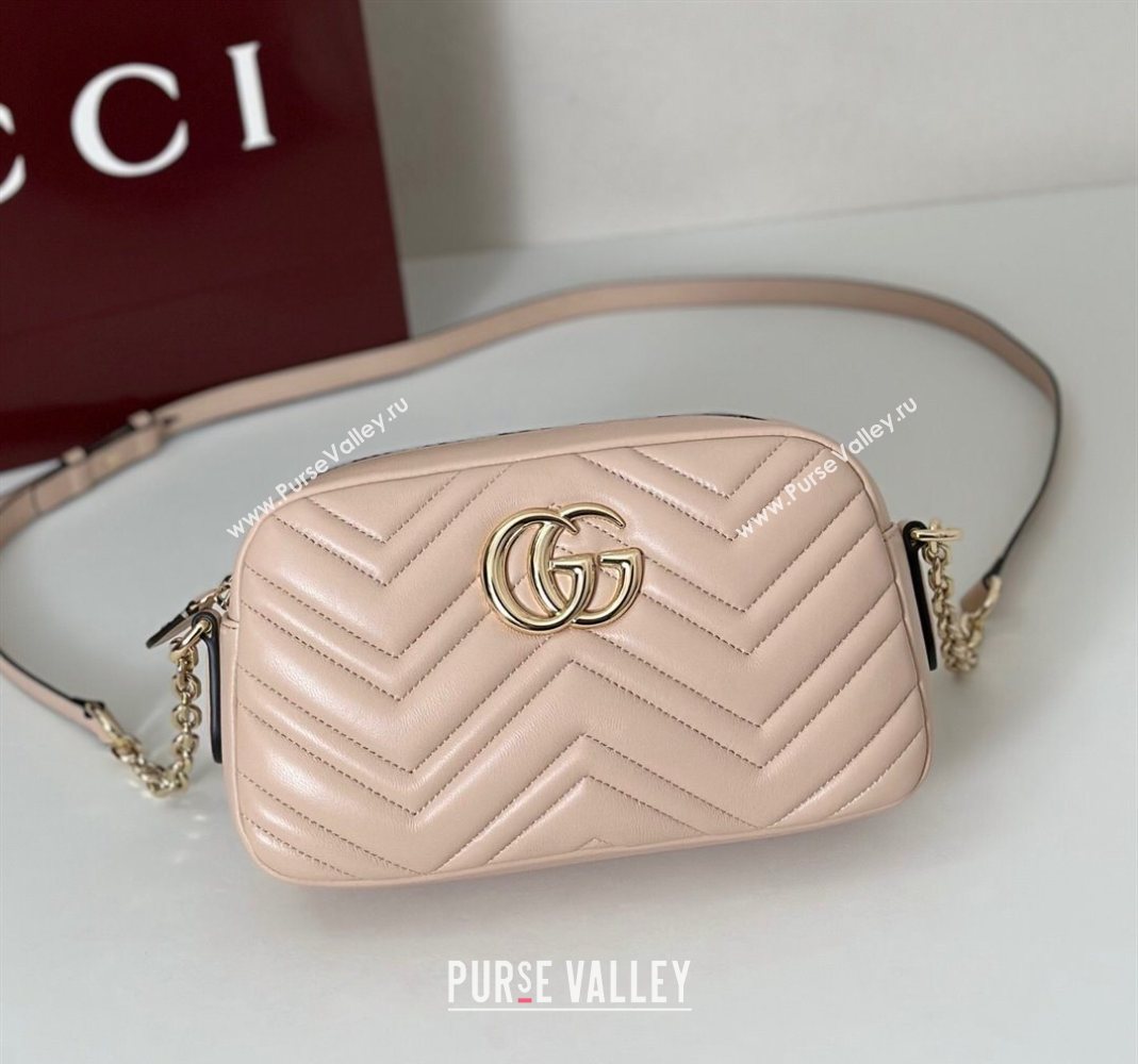 Gucci GG Marmont small camera bag in Leather Pink Beige 2025 855273 (DLH-251125002)
