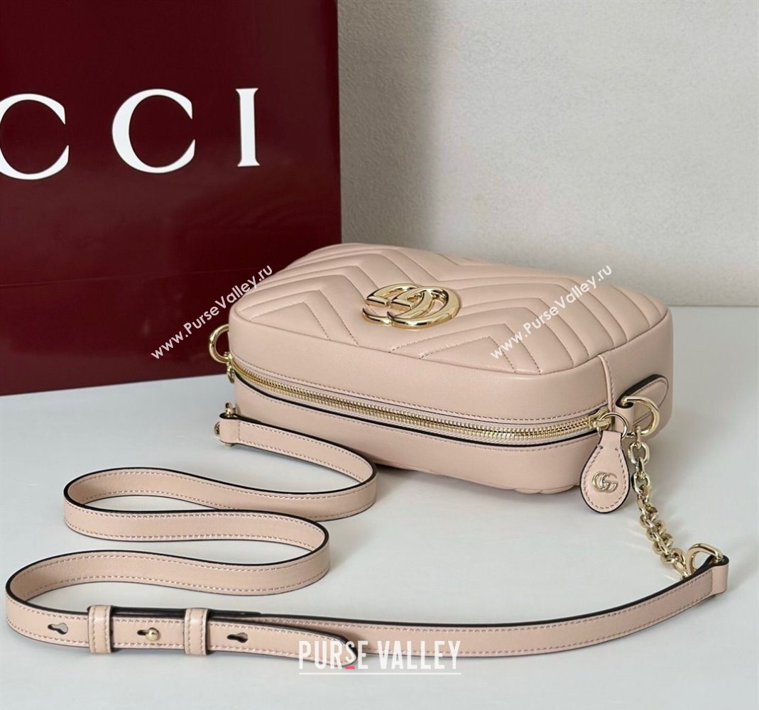 Gucci GG Marmont small camera bag in Leather Pink Beige 2025 855273 (DLH-251125002)