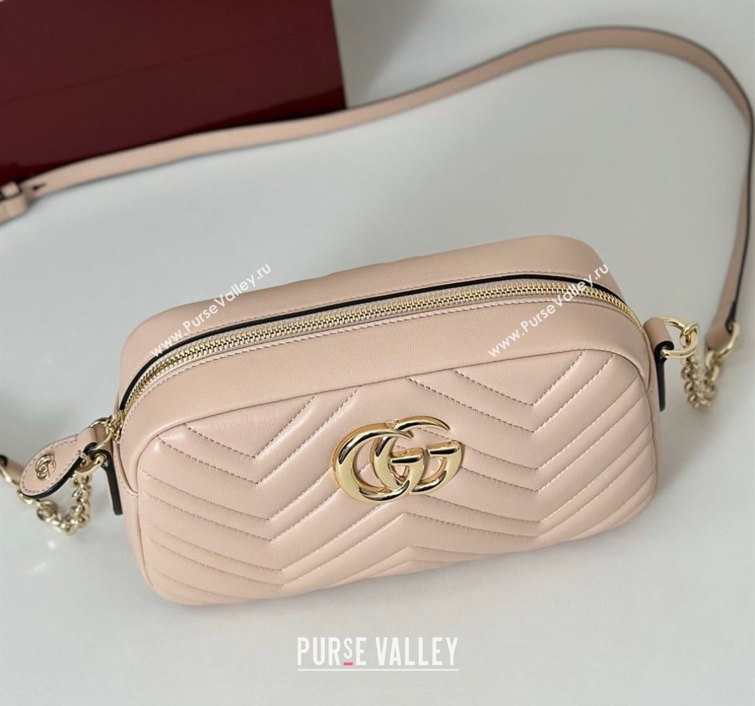 Gucci GG Marmont small camera bag in Leather Pink Beige 2025 855273 (DLH-251125002)