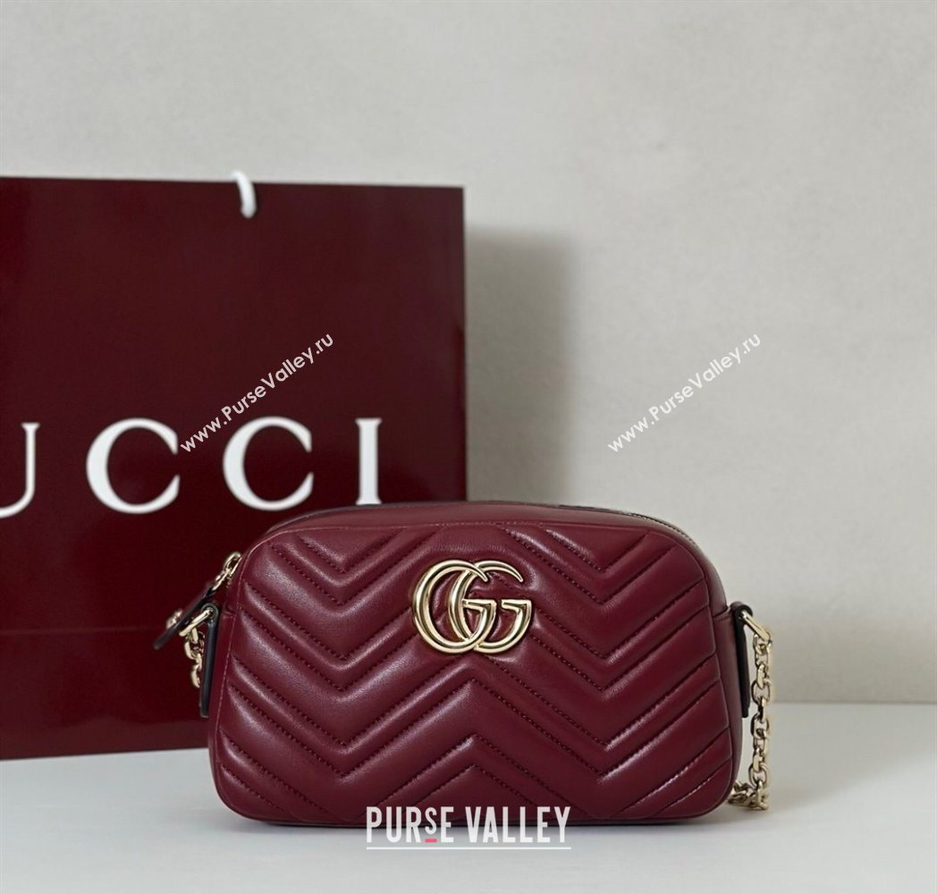 Gucci GG Marmont small camera bag in Leather Ancora Red 2025 855273 (DLH-251125003)