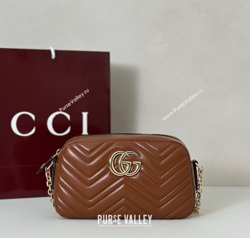 Gucci GG Marmont small camera bag in Leather Brown 2025 855273 (DLH-251125001)