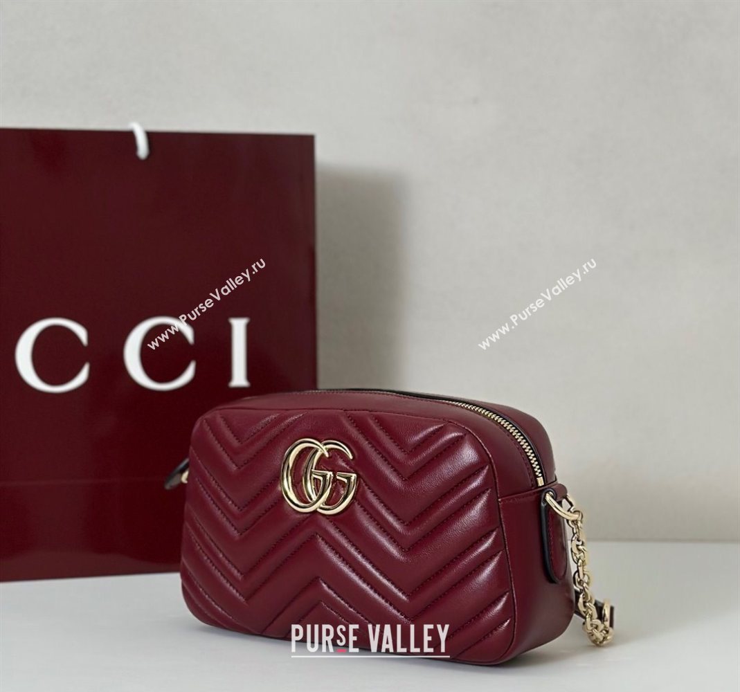 Gucci GG Marmont small camera bag in Leather Ancora Red 2025 855273 (DLH-251125003)