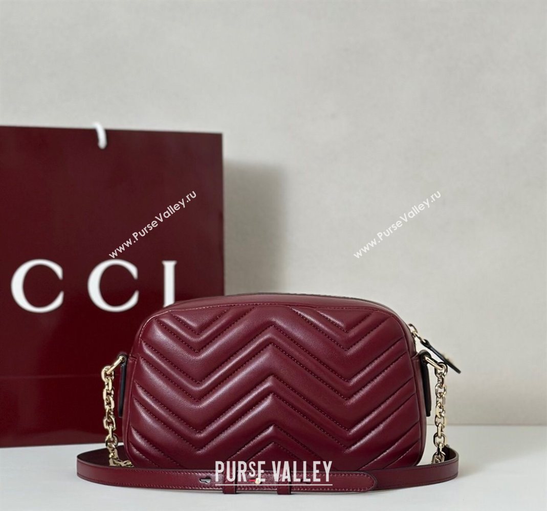 Gucci GG Marmont small camera bag in Leather Ancora Red 2025 855273 (DLH-251125003)