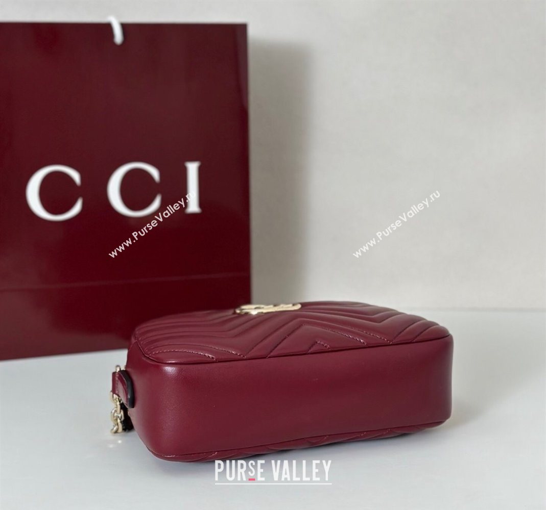Gucci GG Marmont small camera bag in Leather Ancora Red 2025 855273 (DLH-251125003)