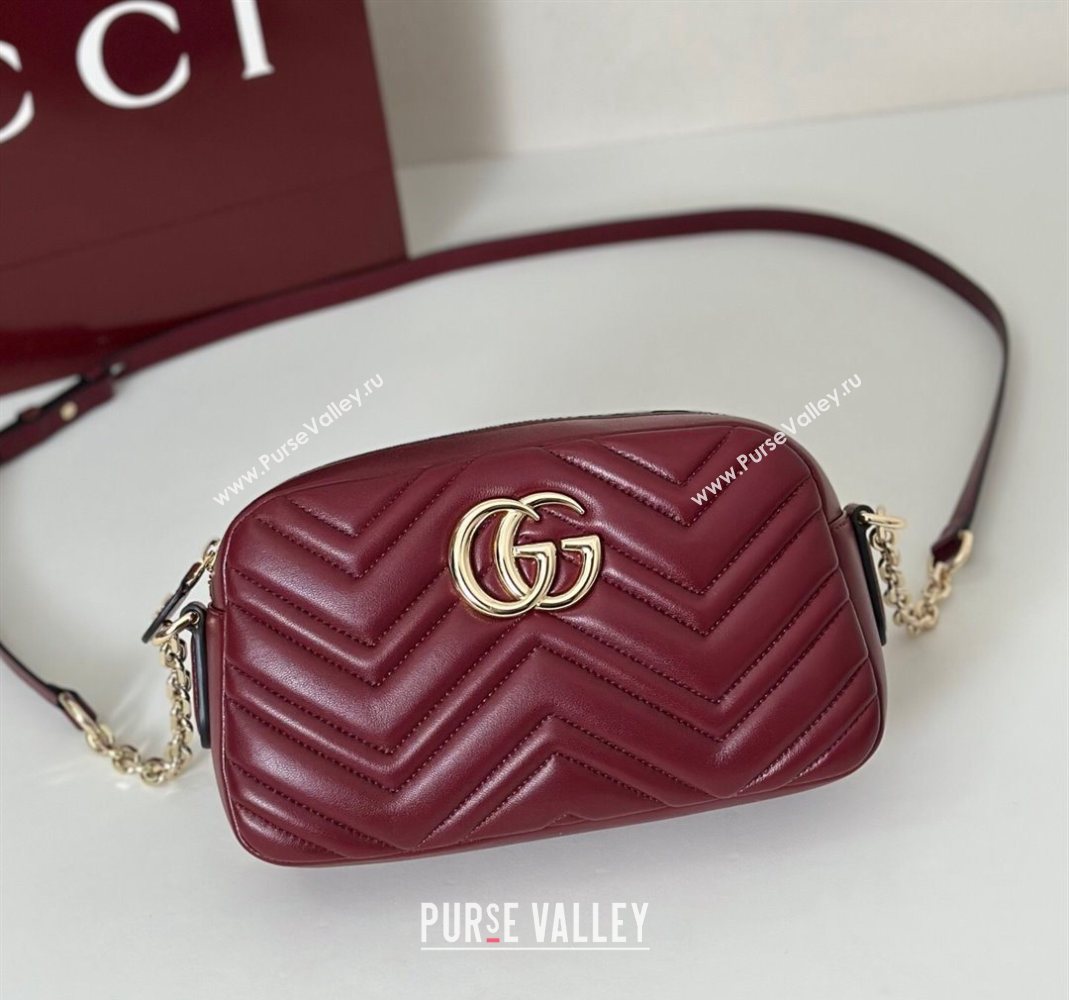 Gucci GG Marmont small camera bag in Leather Ancora Red 2025 855273 (DLH-251125003)