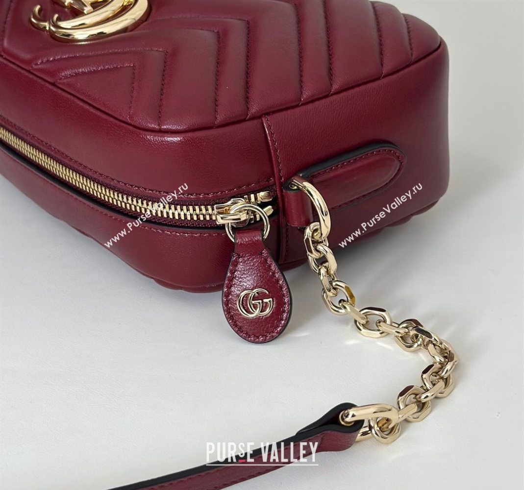 Gucci GG Marmont small camera bag in Leather Ancora Red 2025 855273 (DLH-251125003)