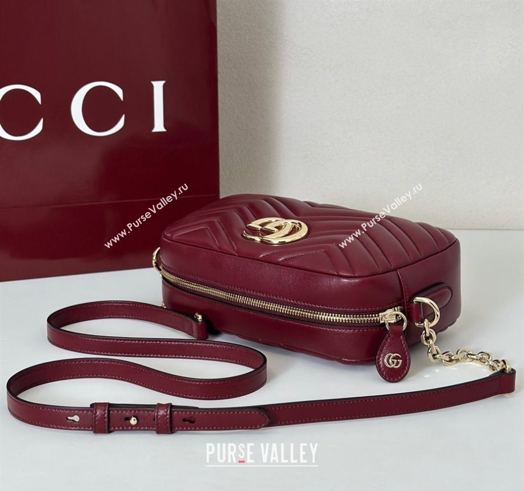 Gucci GG Marmont small camera bag in Leather Ancora Red 2025 855273 (DLH-251125003)