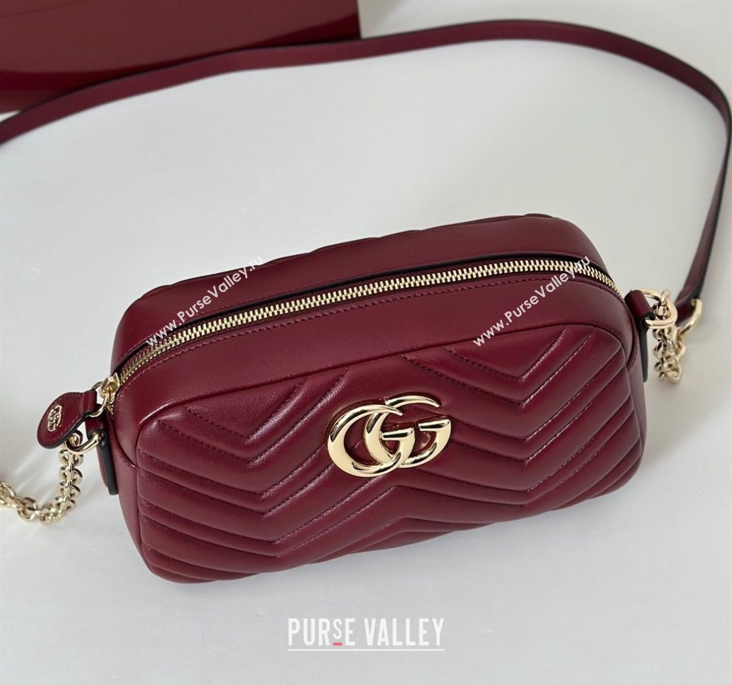 Gucci GG Marmont small camera bag in Leather Ancora Red 2025 855273 (DLH-251125003)