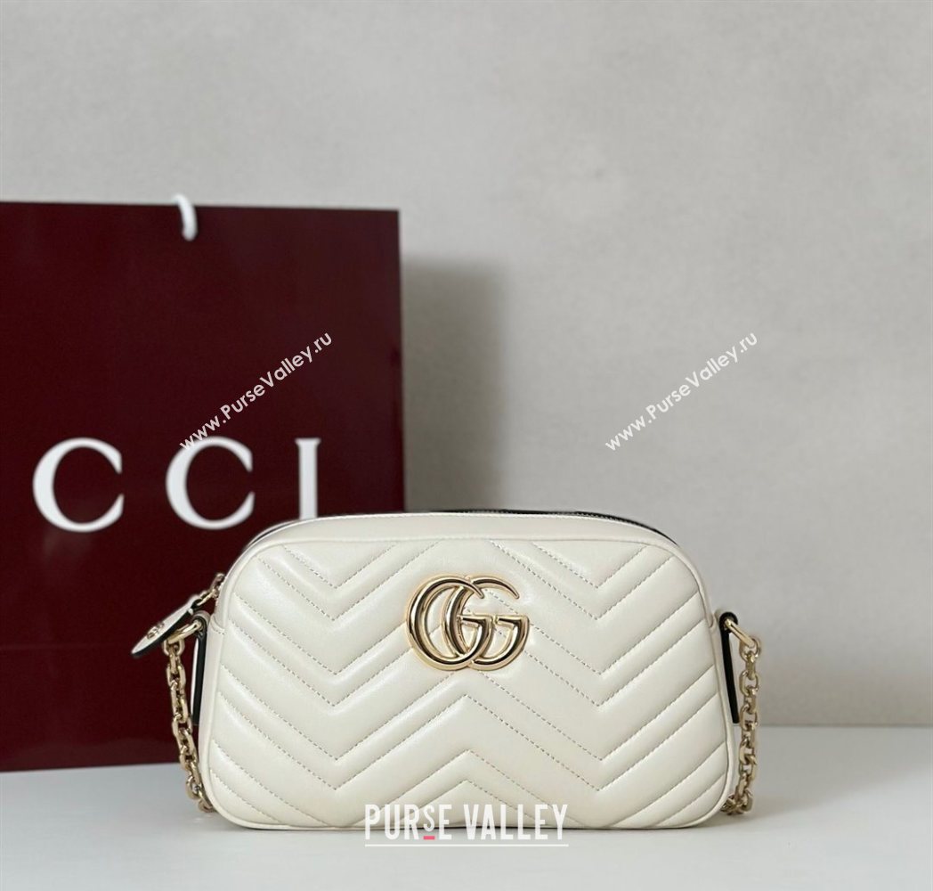 Gucci GG Marmont small camera bag in Leather White 2025 855273 (DLH-251125004)