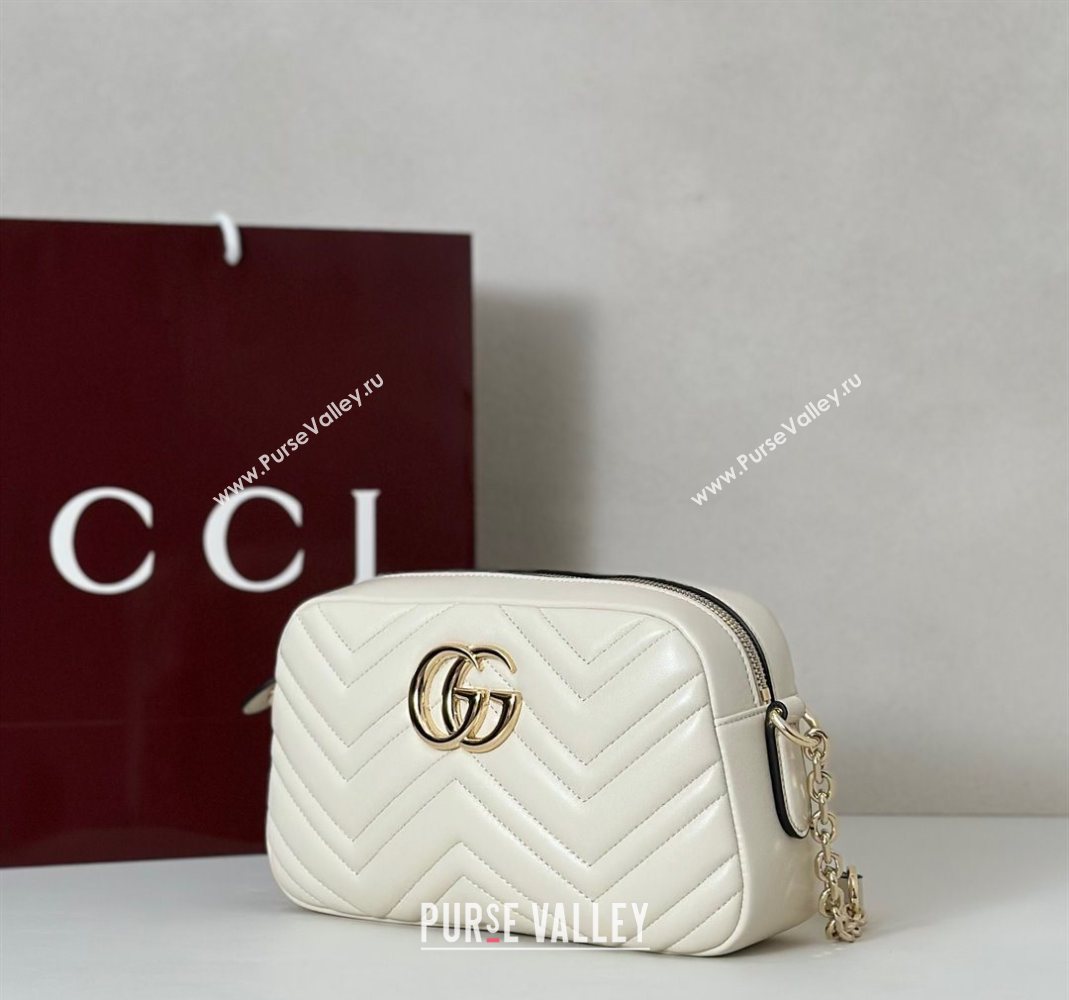 Gucci GG Marmont small camera bag in Leather White 2025 855273 (DLH-251125004)