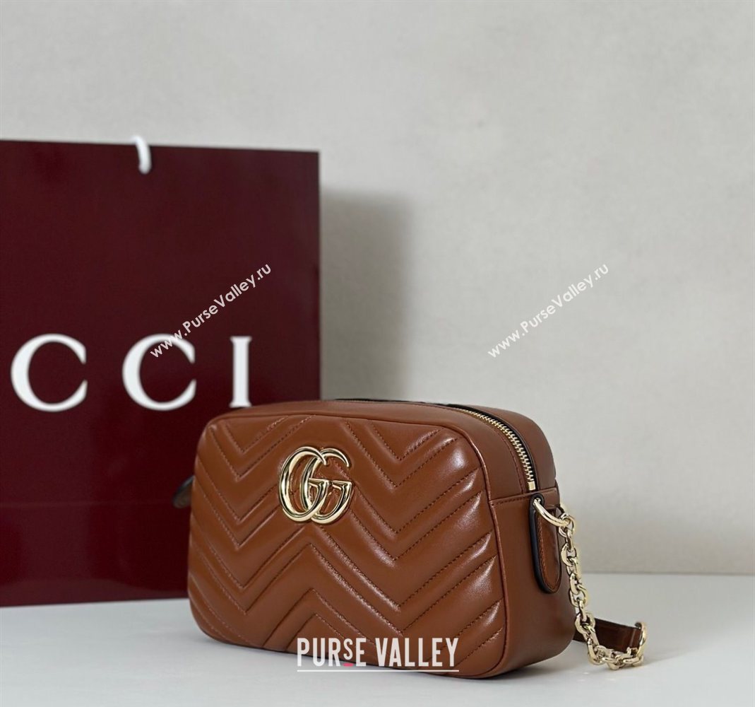 Gucci GG Marmont small camera bag in Leather Brown 2025 855273 (DLH-251125001)