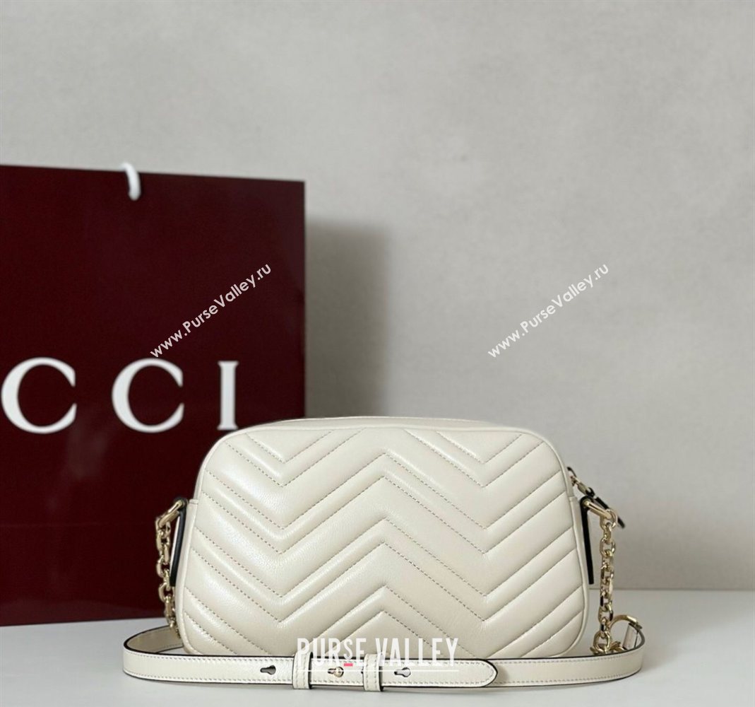 Gucci GG Marmont small camera bag in Leather White 2025 855273 (DLH-251125004)
